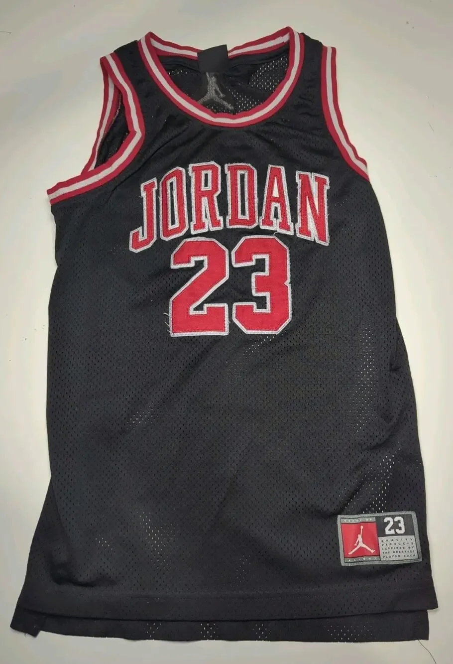Nike Jordan 23 Kids Jersey Tank - Black/Red - A773-023 10-12 Yrs Distressed